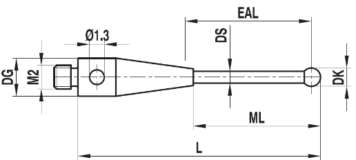 Stylet M2 bille nitrure de silicium tige carbure ø 3 L=41,5
