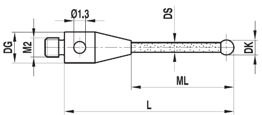 Stylet M2 bille nitrure de silicium tige céramique ø 5 L=52,5