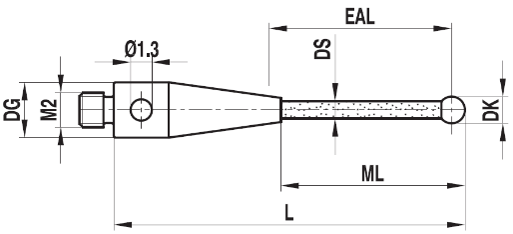 Stylet M2 bille nitrure de silicium tige céramique ø 4 L=52
