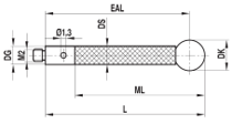 Stylet M2 bille nitrure de silicium tige carbone ø 5 L=52,5