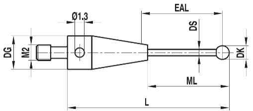 Stylet M2 pour configuration étoile bille rubis tige carbure ø 2 L=17,5