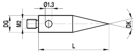 Stylet M2 pointu tige acier 30°  L=15
