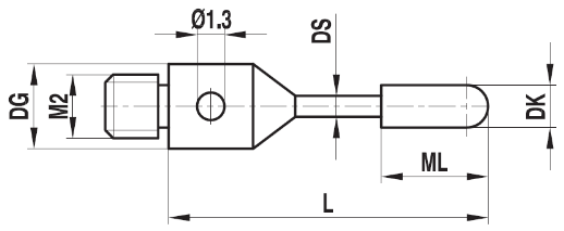 Stylet M2 cylindrique tige carbure cylindre rubis ø 2 L=20