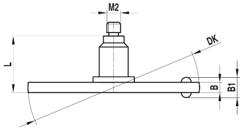 Stylet M2 disque acier à 2 billes rubis ø 25 L=4,5