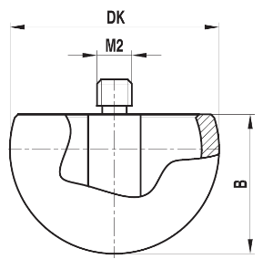 Stylet M2 bille creuse hémisphérique en céramique ø 18