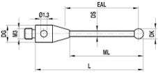 Stylet M3 bille nitrure de silicium tige carbure ø 1,5 L=30,75