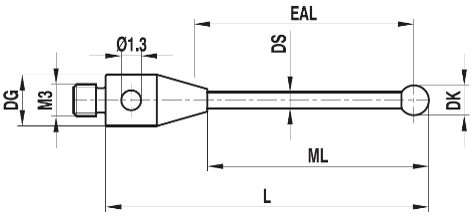 Stylet M3 bille oxyde de zirconium tige carbure ø 2 L=31
