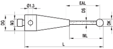 Stylet M3 bille nitrure de silicium tige céramique ø 4 L=52