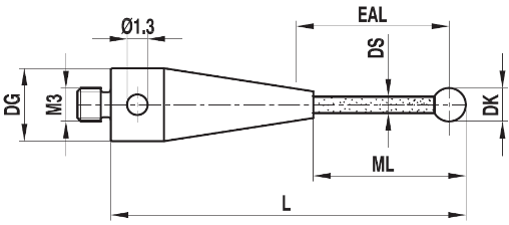 Stylet M3 bille oxyde de zirconium tige céramique ø 4 L=52