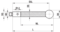 Stylet M3 bille nitrure de silicium tige carbone ø 5 L=75