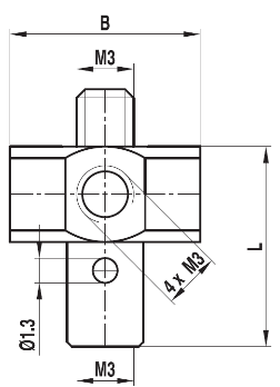 Raccord M3 orientable à 5 voies acier