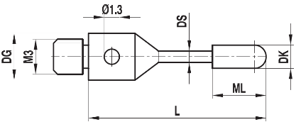Stylet M3 cylindrique tige carbure cylindre rubis ø 2 L=20