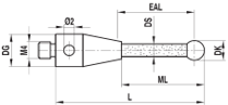Stylet M4 bille nitrure de silicium tige céramique ø 8 L=104