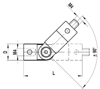 Raccord M4 articulation orientable acier