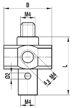 Raccord M4 orientable à 5 voies acier