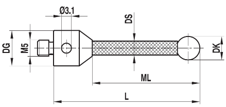Stylet M5 bille nitrure de silicium tige carbone ø 4 L=22
