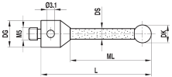 Stylet M5 bille nitrure de silicium tige céramique ø 9 L=64,5