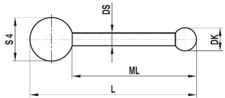 [528001] Stylet M5 orientable bille acier tige carbure ø 1 L=17,5