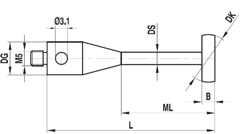 [530001] Stylet M5 à disque acier ø 8 L=57