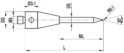 [532001] Stylet M5 pointu tige carbure  30° L=61