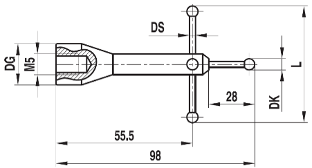 [533001] Stylet M5 Etoile bille rubis tige carbure ø 5 L=80