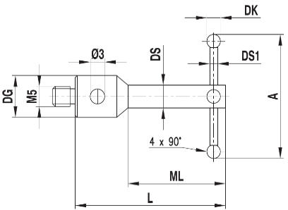 Stylet M5 Etoile bille rubis tige carbure ø 1 L=40