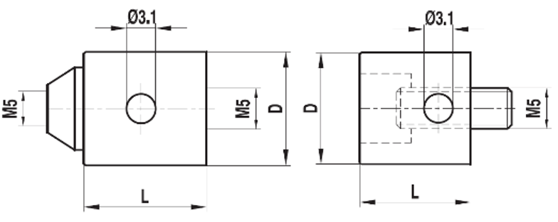 [538001] Adaptateur M5 avec filetage base conique titane