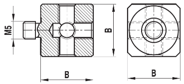 [542001] Raccord M5 Cube titane Coté 15