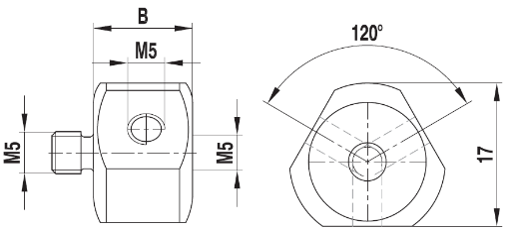 [545001] Raccord M5 Cube titane à 4 voies