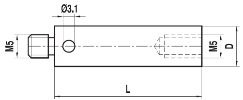 Rallonge M5 titane ø 18 L=200